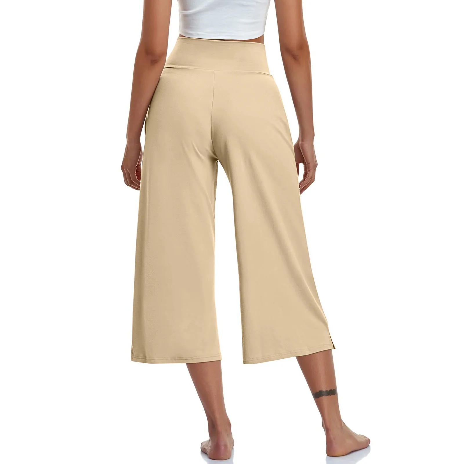 Summer Sports Pants Women'S Elastic High Waisted Casual Pants 3/4 Long Pants Solid Color Slim Fit Capris Yoga Pants Jogging Pant