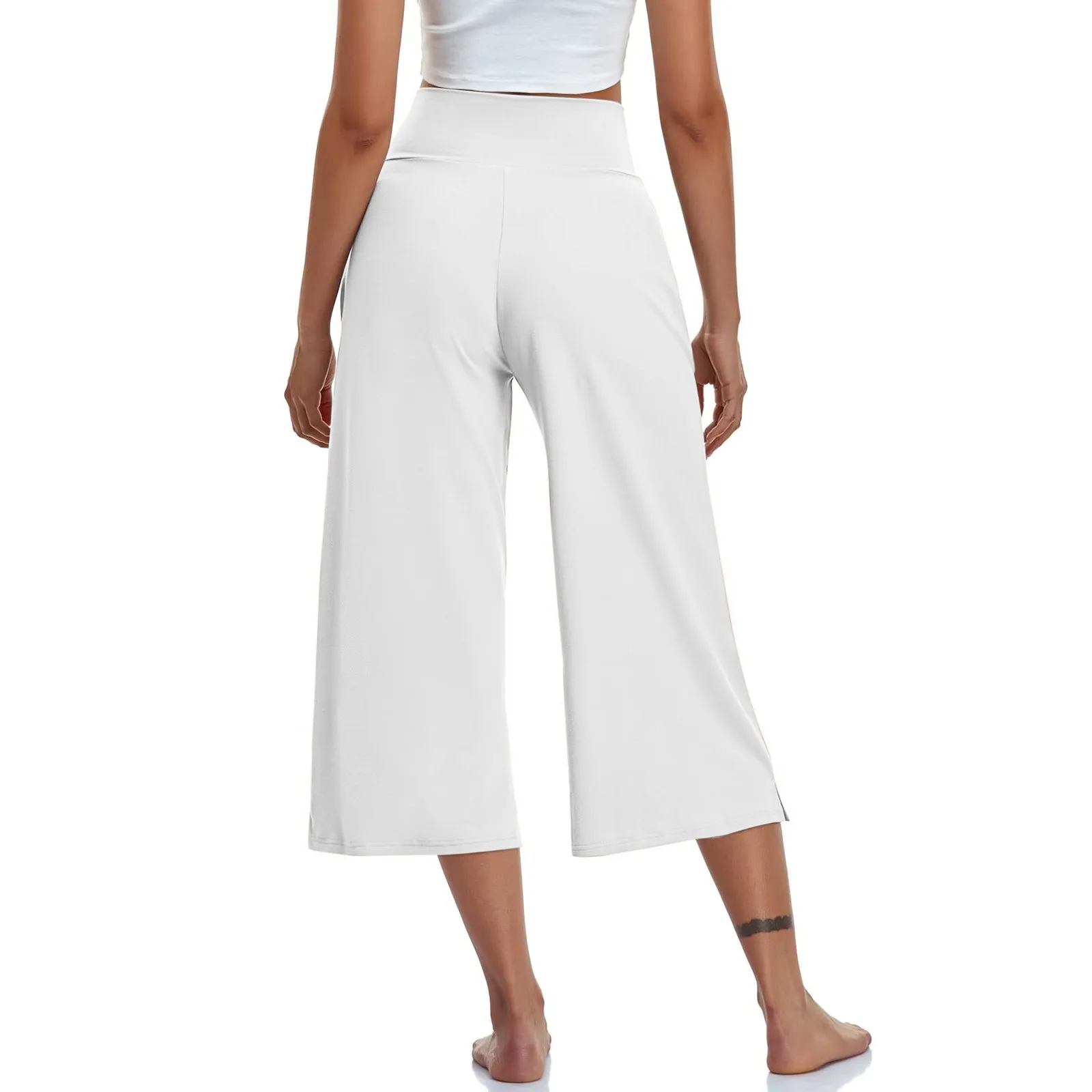 Summer Sports Pants Women'S Elastic High Waisted Casual Pants 3/4 Long Pants Solid Color Slim Fit Capris Yoga Pants Jogging Pant