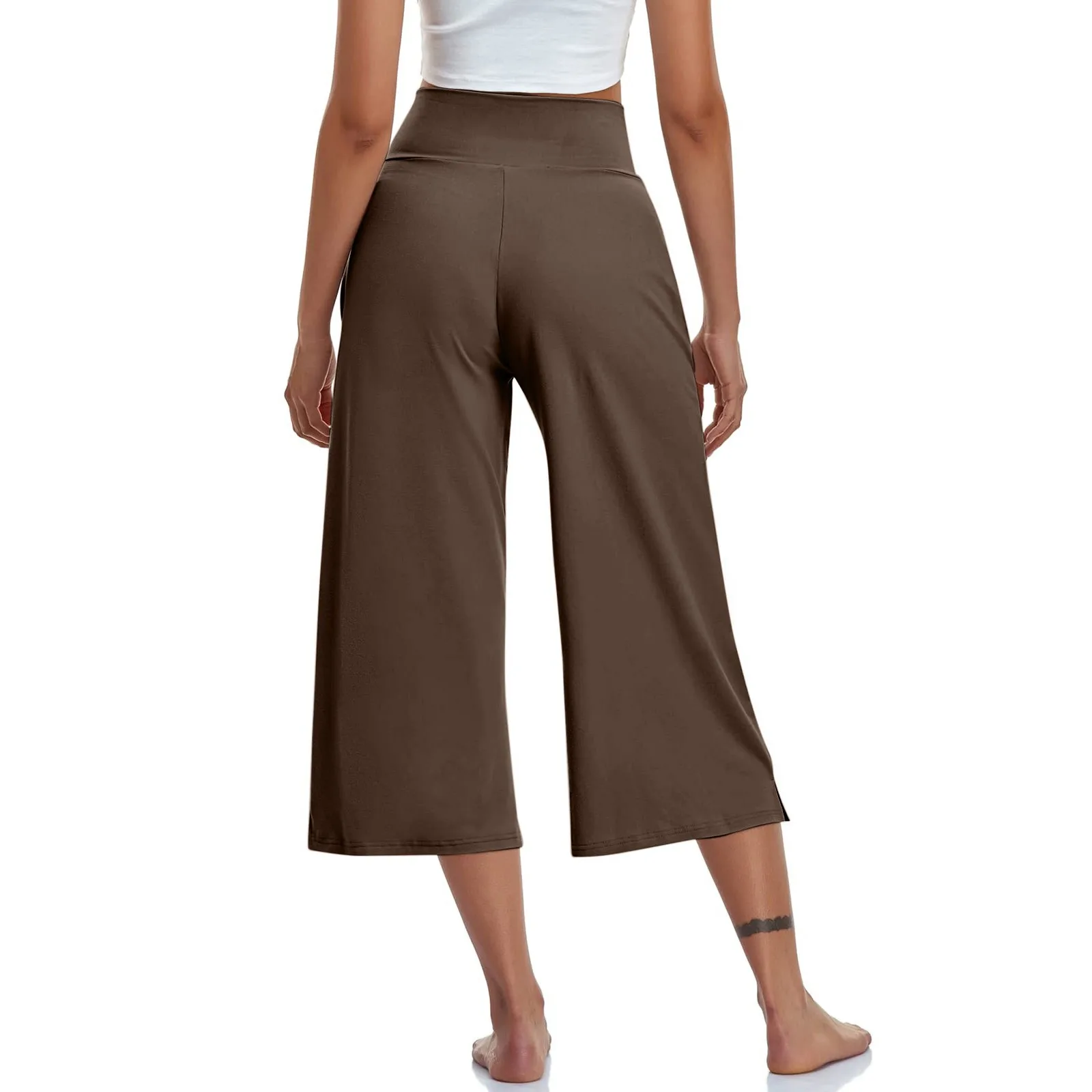Summer Sports Pants Women'S Elastic High Waisted Casual Pants 3/4 Long Pants Solid Color Slim Fit Capris Yoga Pants Jogging Pant