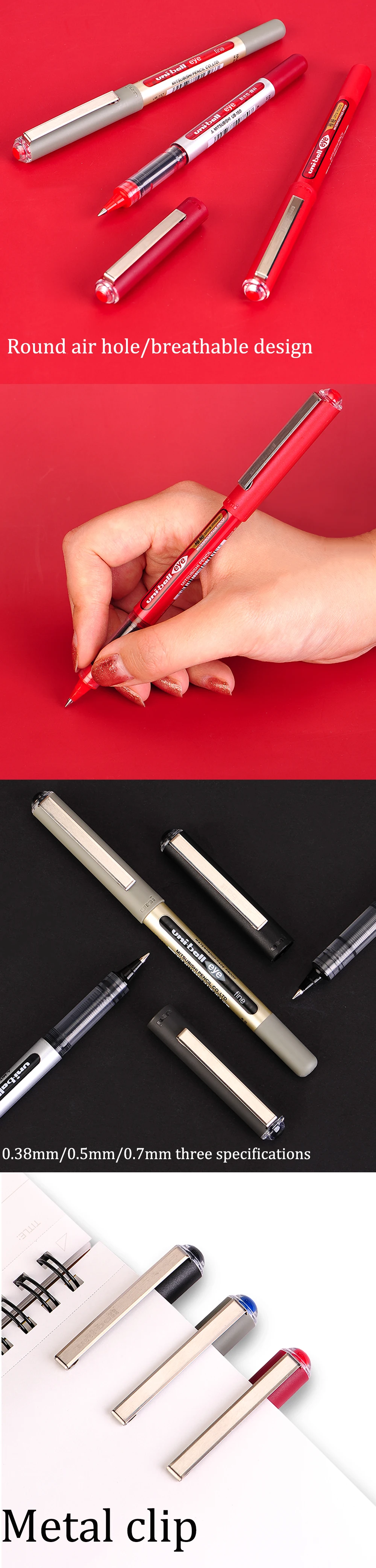 Uni Ball Gel Ink Pen Straight Liquid Ballpoint Pens Set UB-150 0.5/0.38mm Black Blue Red Ink Office School Stationery Suppplies