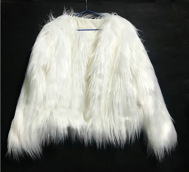 Women Faux Fur Coat Valentine Cosplay LED Multi-Color Warm Hoodie Vest Shiny LED Jacket Light Up Dance Costume