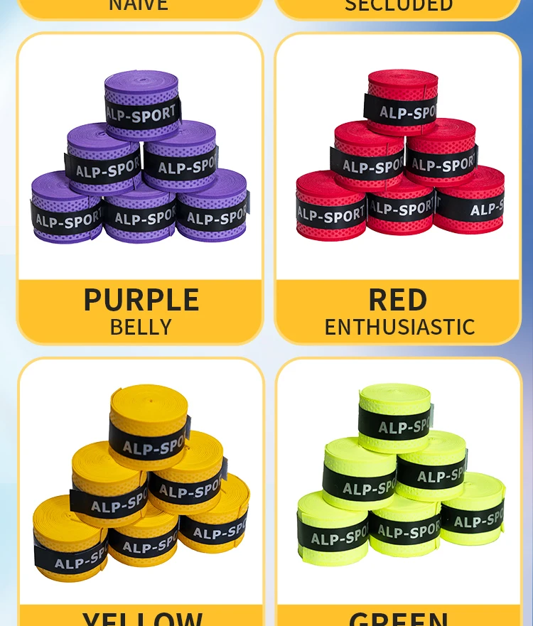 Non-slip sweatband grip Tennis Badminton Squash Platform tennis Table tennis Baseball bats Golf clubs Hockey sticks Fishing rods