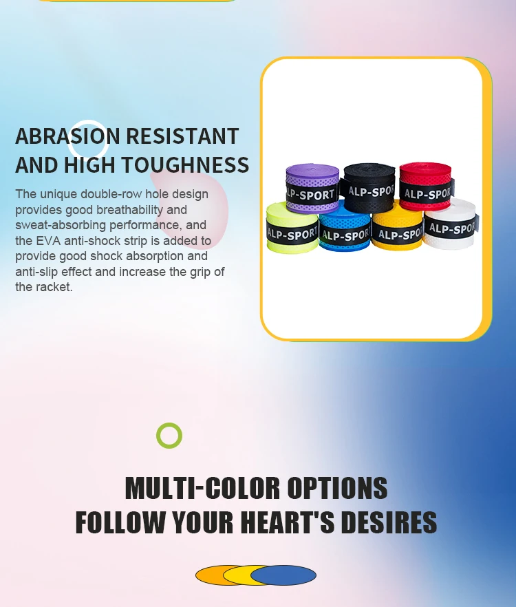 Non-slip sweatband grip Tennis Badminton Squash Platform tennis Table tennis Baseball bats Golf clubs Hockey sticks Fishing rods