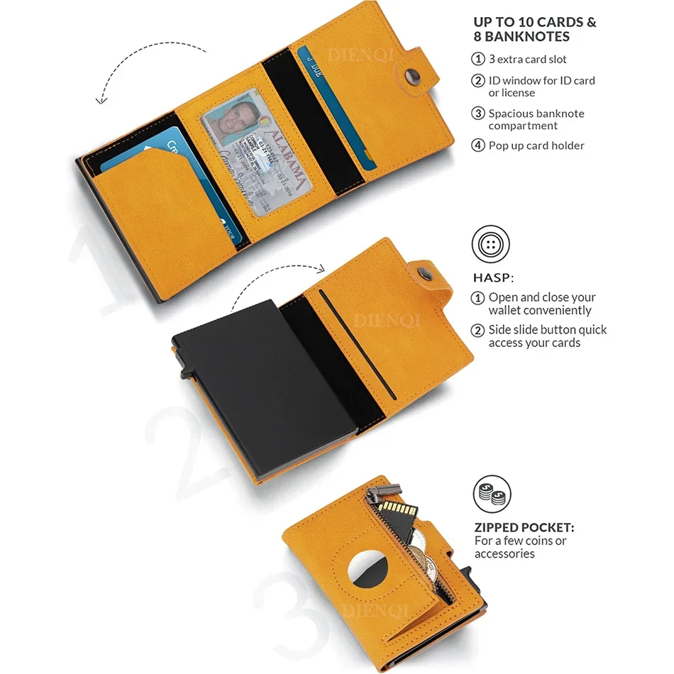 Rfid Credit Card Holder Men Wallets Luxury Thin Slim Cardholder Wallets for Airtag Air Tag Tracker Minimalist Fathers Day Choice