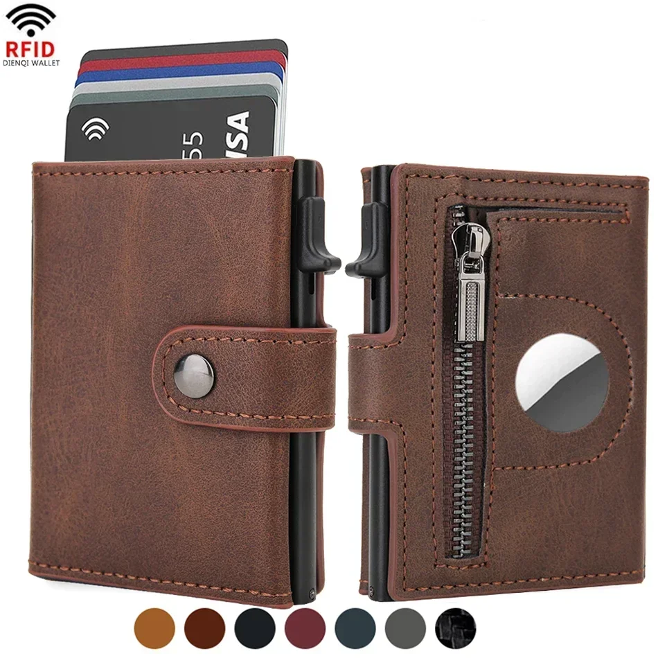 Rfid Credit Card Holder Men Wallets Luxury Thin Slim Cardholder Wallets for Airtag Air Tag Tracker Minimalist Fathers Day Choice