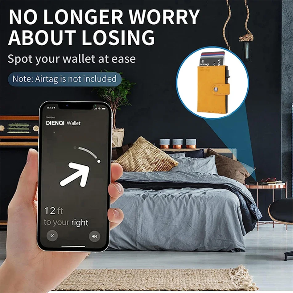 Rfid Credit Card Holder Men Wallets Luxury Thin Slim Cardholder Wallets for Airtag Air Tag Tracker Minimalist Fathers Day Choice