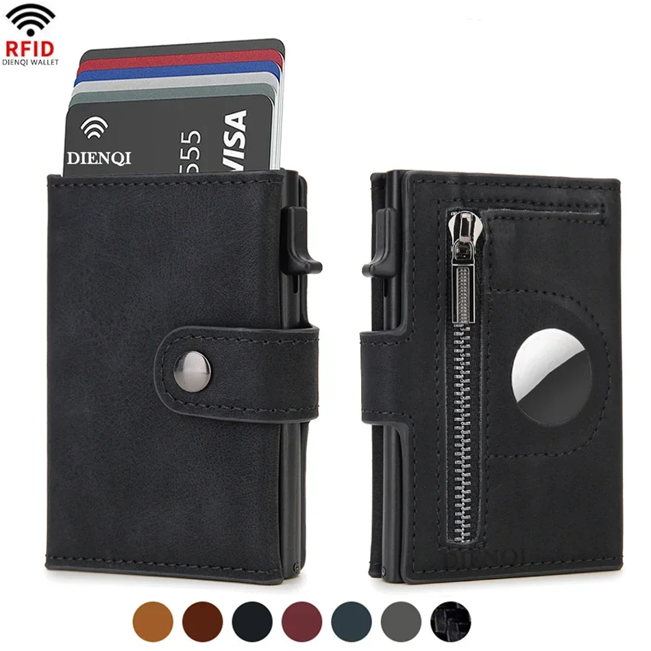 Rfid Credit Card Holder Men Wallets Luxury Thin Slim Cardholder Wallets for Airtag Air Tag Tracker Minimalist Fathers Day Choice