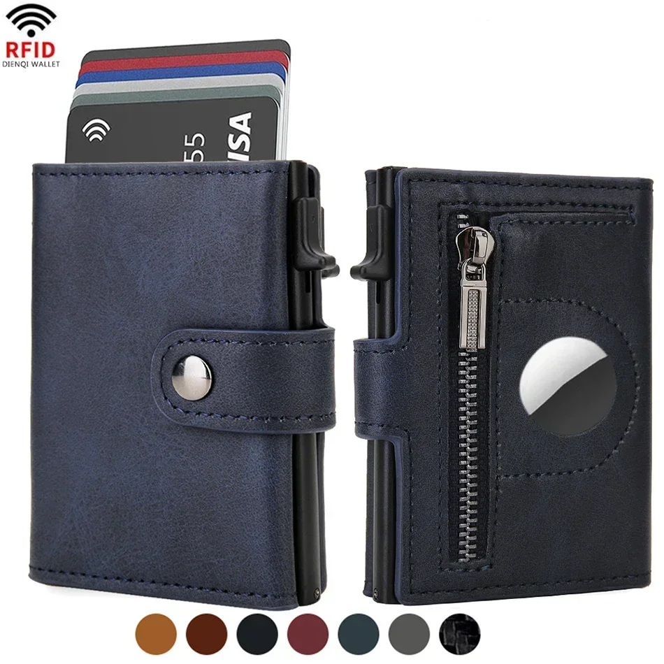 Rfid Credit Card Holder Men Wallets Luxury Thin Slim Cardholder Wallets for Airtag Air Tag Tracker Minimalist Fathers Day Choice