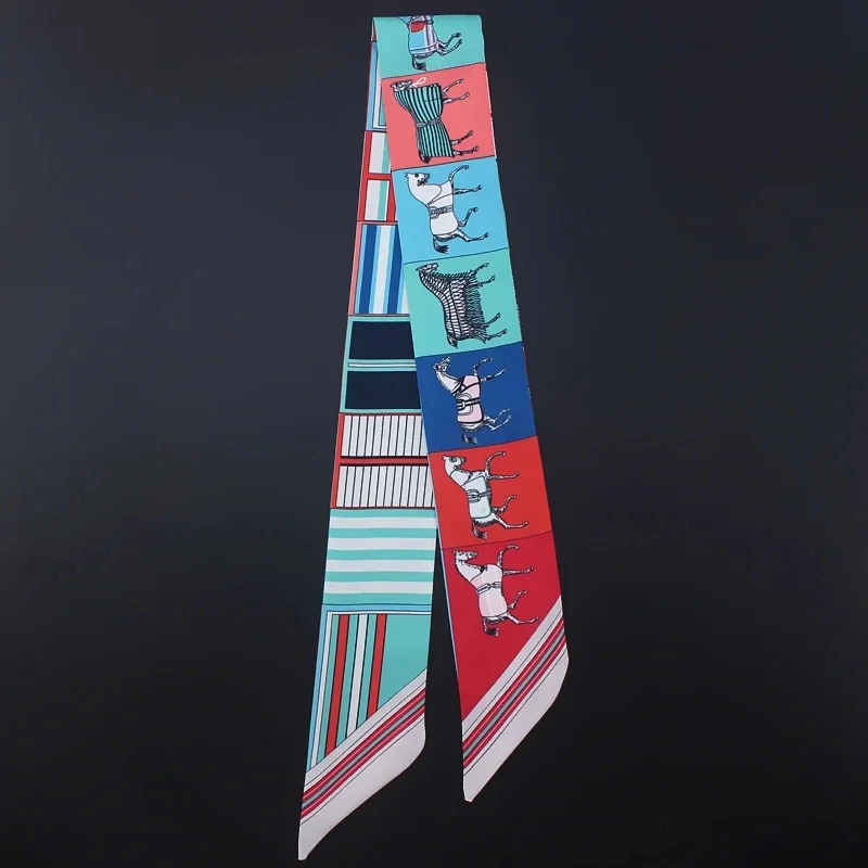 2024 New Spring Fashion War Horse Women's Twill Simulation Silk Binding Bag Handle Silk Ribbon Hair Ribbon Sibbon Small Scarf