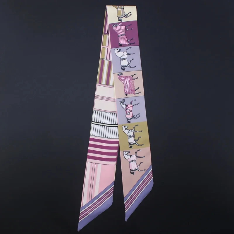 2024 New Spring Fashion War Horse Women's Twill Simulation Silk Binding Bag Handle Silk Ribbon Hair Ribbon Sibbon Small Scarf