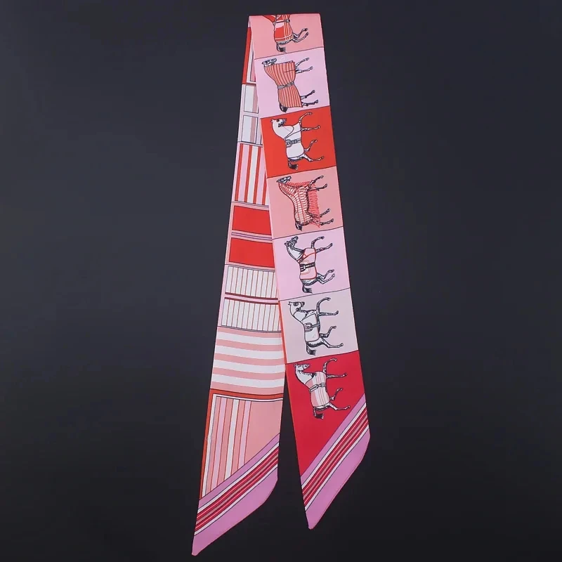 2024 New Spring Fashion War Horse Women's Twill Simulation Silk Binding Bag Handle Silk Ribbon Hair Ribbon Sibbon Small Scarf