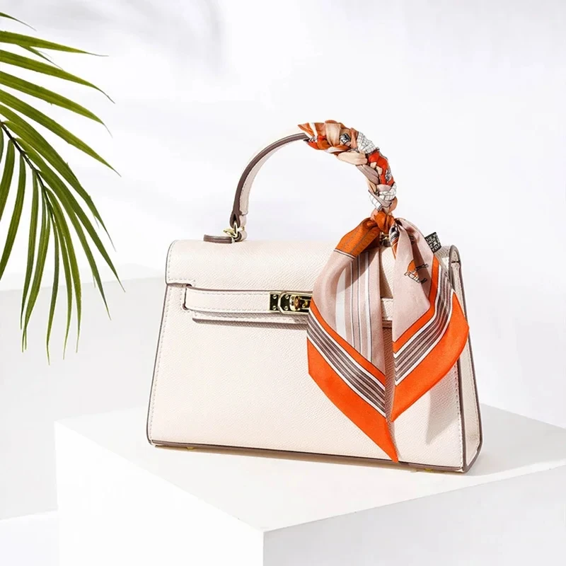 2024 New Spring Fashion War Horse Women's Twill Simulation Silk Binding Bag Handle Silk Ribbon Hair Ribbon Sibbon Small Scarf