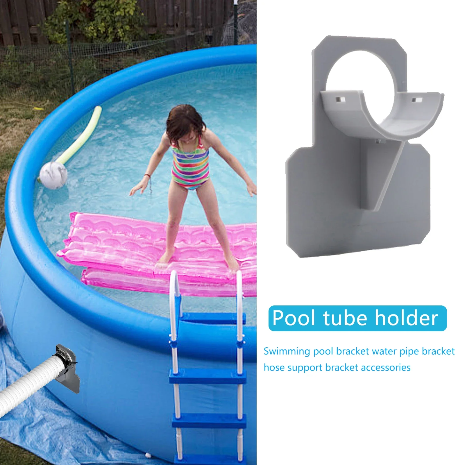 2PCS Swimming Pool Pipe Fixing Holder Support for Intex Above Ground Pool 30-38mm Hose Outlet Mount Bracket with Cable Tie Clamp