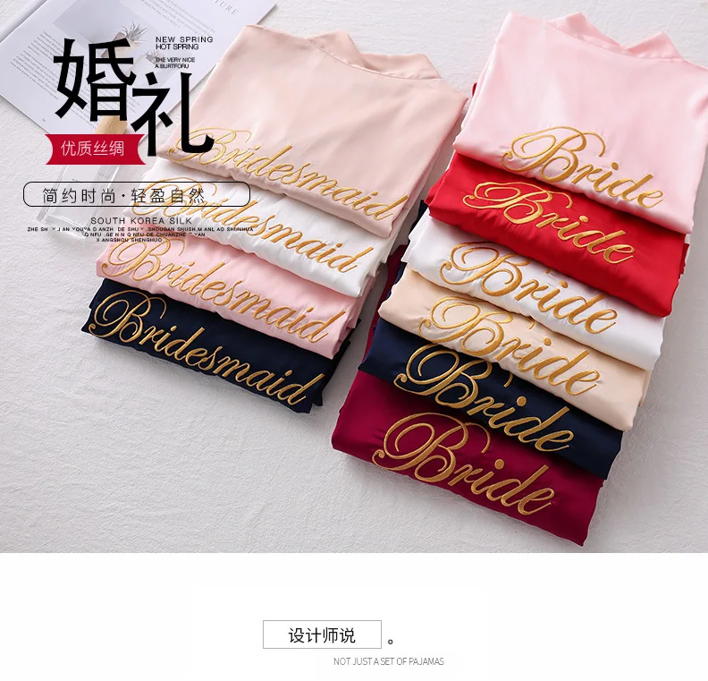 Bride To Be Team Bride Satin-Silk Robe Wedding Bridesmaid Robes Women Bridal Shower Bachelorette Party Gift Wedding Decor