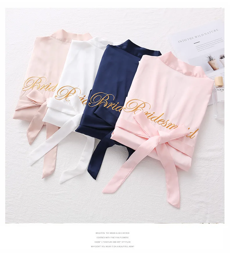 Bride To Be Team Bride Satin-Silk Robe Wedding Bridesmaid Robes Women Bridal Shower Bachelorette Party Gift Wedding Decor