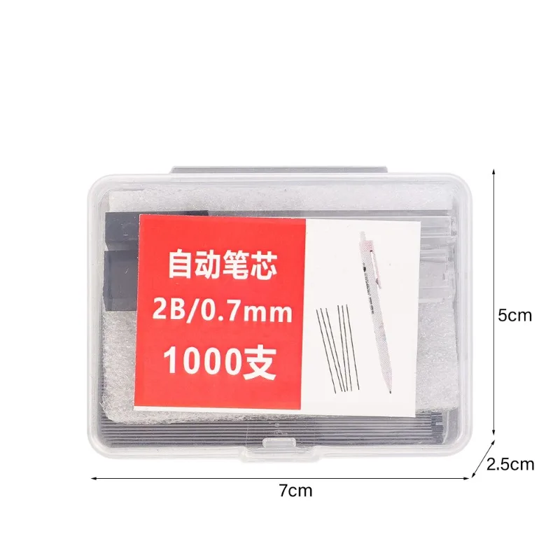 2000-1000Pcs 2B Pencil Lead Refills 0.5/0.7mm Mechanical Pencil Replace Lead Pencil Refill Students Erasable Writing Stationery