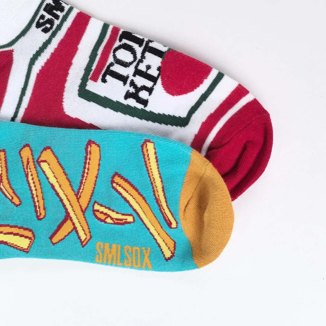 1 /3/5 Pairs Novelty Unisex French Fry & Ketchup Short Socks Suit In Spring Summer For Daily