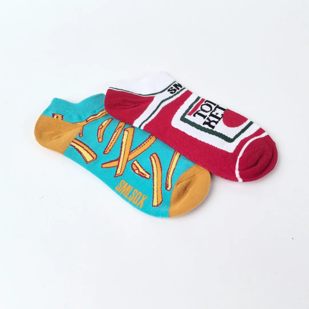 1 /3/5 Pairs Novelty Unisex French Fry & Ketchup Short Socks Suit In Spring Summer For Daily