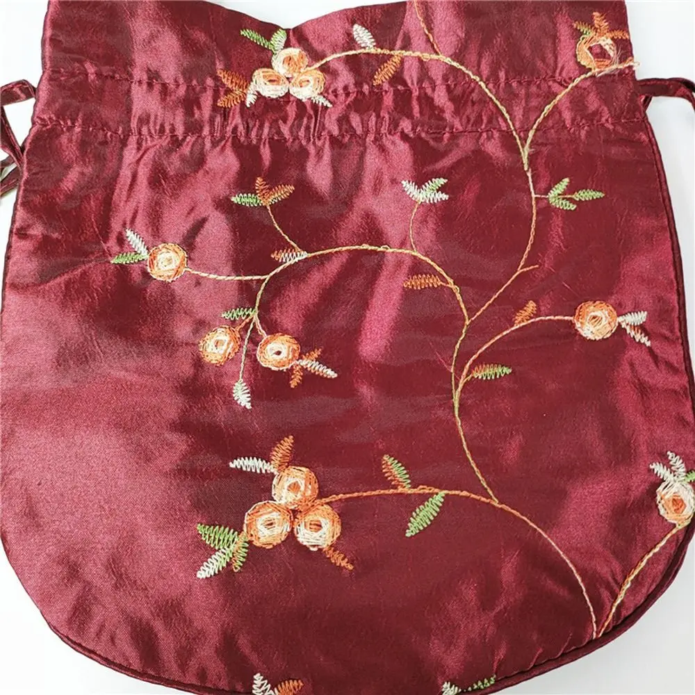 Embroidery Ethnic Style Sanitary Napkin Bag Jewerly Packing Bag Hanfu Drawstrings Bags Small Storage Bags Women Flower Handbags