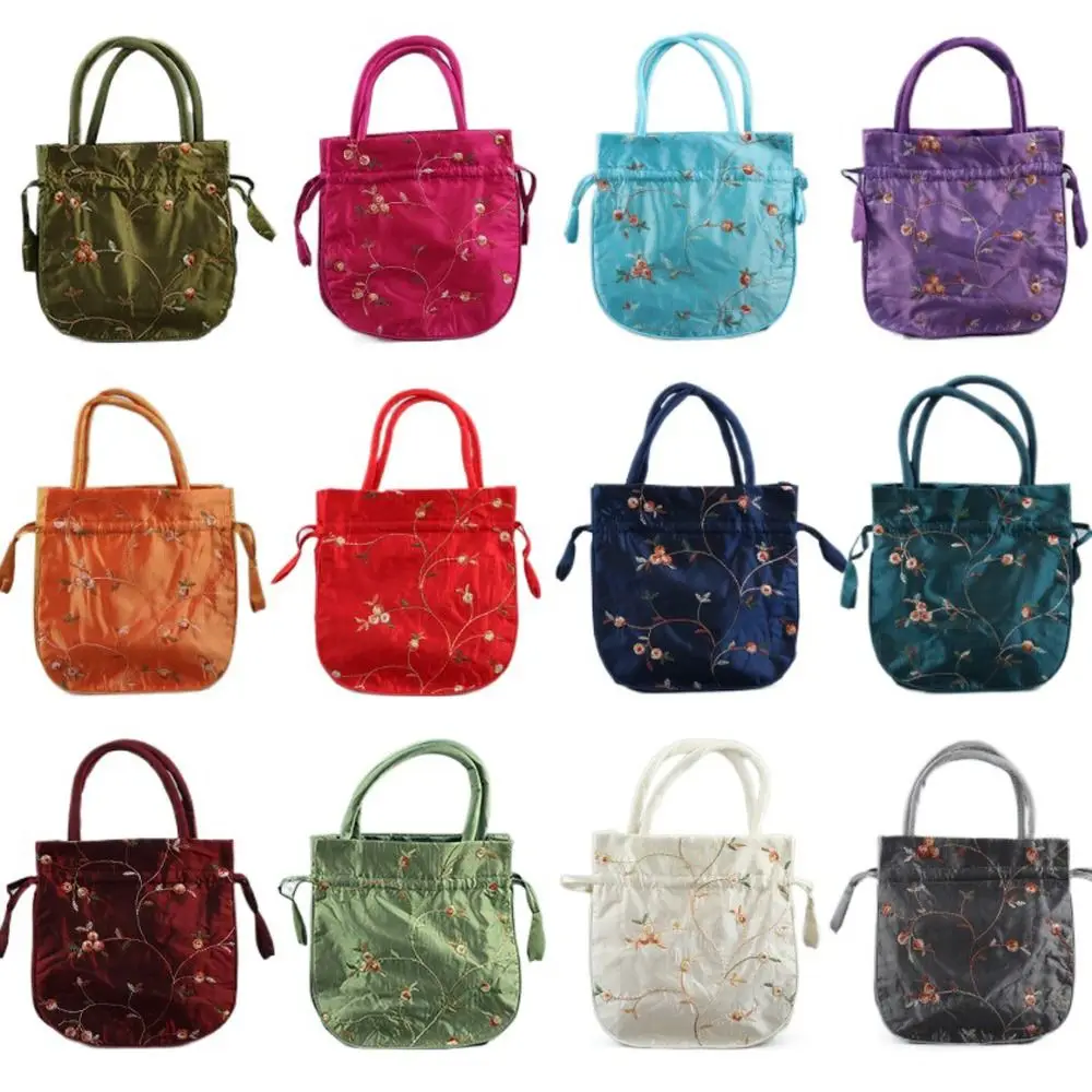 Embroidery Ethnic Style Sanitary Napkin Bag Jewerly Packing Bag Hanfu Drawstrings Bags Small Storage Bags Women Flower Handbags