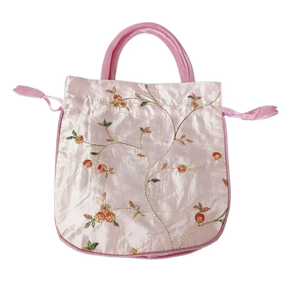 Embroidery Ethnic Style Sanitary Napkin Bag Jewerly Packing Bag Hanfu Drawstrings Bags Small Storage Bags Women Flower Handbags