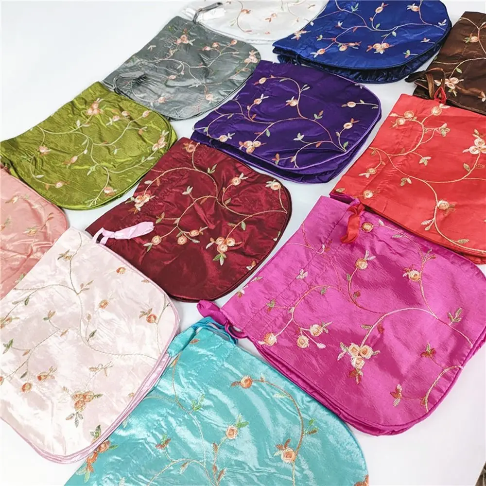 Embroidery Ethnic Style Sanitary Napkin Bag Jewerly Packing Bag Hanfu Drawstrings Bags Small Storage Bags Women Flower Handbags