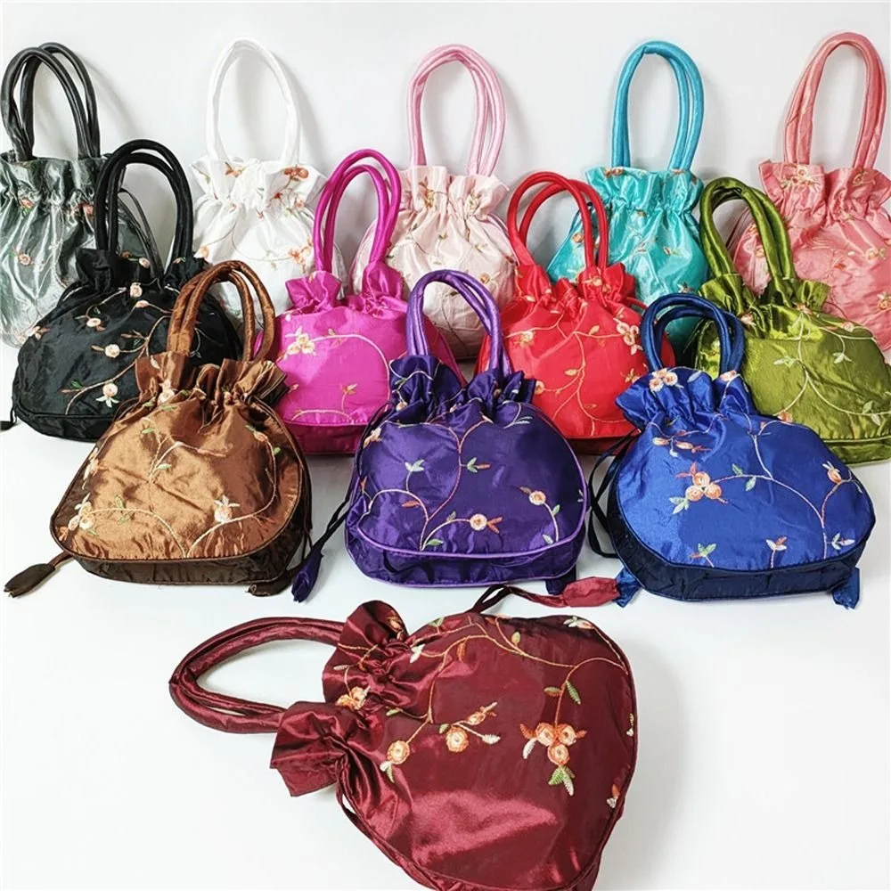Embroidery Ethnic Style Sanitary Napkin Bag Jewerly Packing Bag Hanfu Drawstrings Bags Small Storage Bags Women Flower Handbags