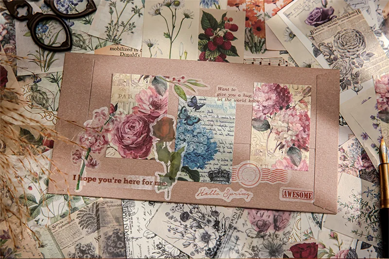 100pcs/book Dual-material Material Book Retro Memoir Series Mini 50 Pieces Non-repeatable Tear-off Handbook Decorative Paper