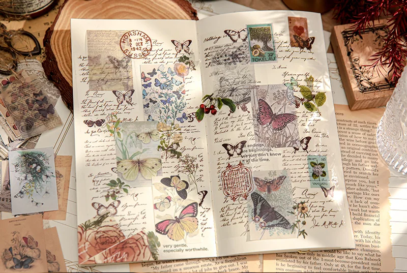 100pcs/book Dual-material Material Book Retro Memoir Series Mini 50 Pieces Non-repeatable Tear-off Handbook Decorative Paper