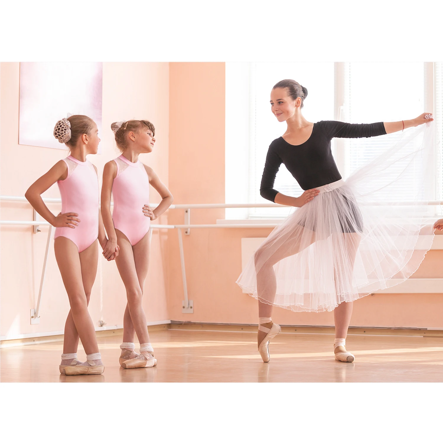 Girls Dance Leotard Lace Neck Dance Wear Top,Back Water Drop-Shaped