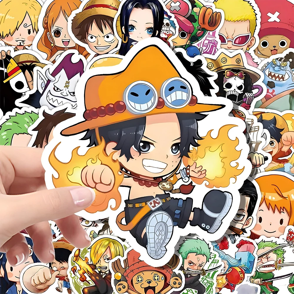 55pcs One Piece Cute Cartoon Stickers DIY Skateboard Phone Case Laptop Motorcycle Waterproof Cool Anime Sticker Decals Toy