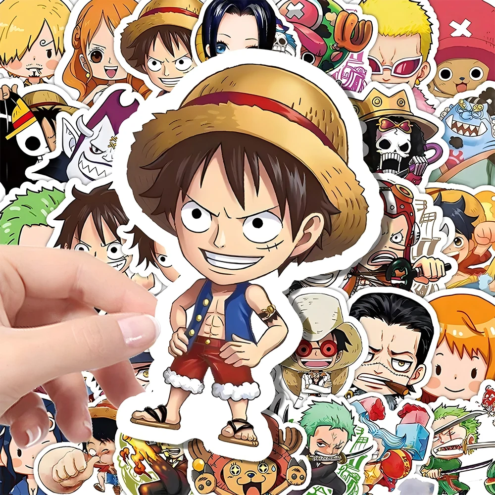 55pcs One Piece Cute Cartoon Stickers DIY Skateboard Phone Case Laptop Motorcycle Waterproof Cool Anime Sticker Decals Toy