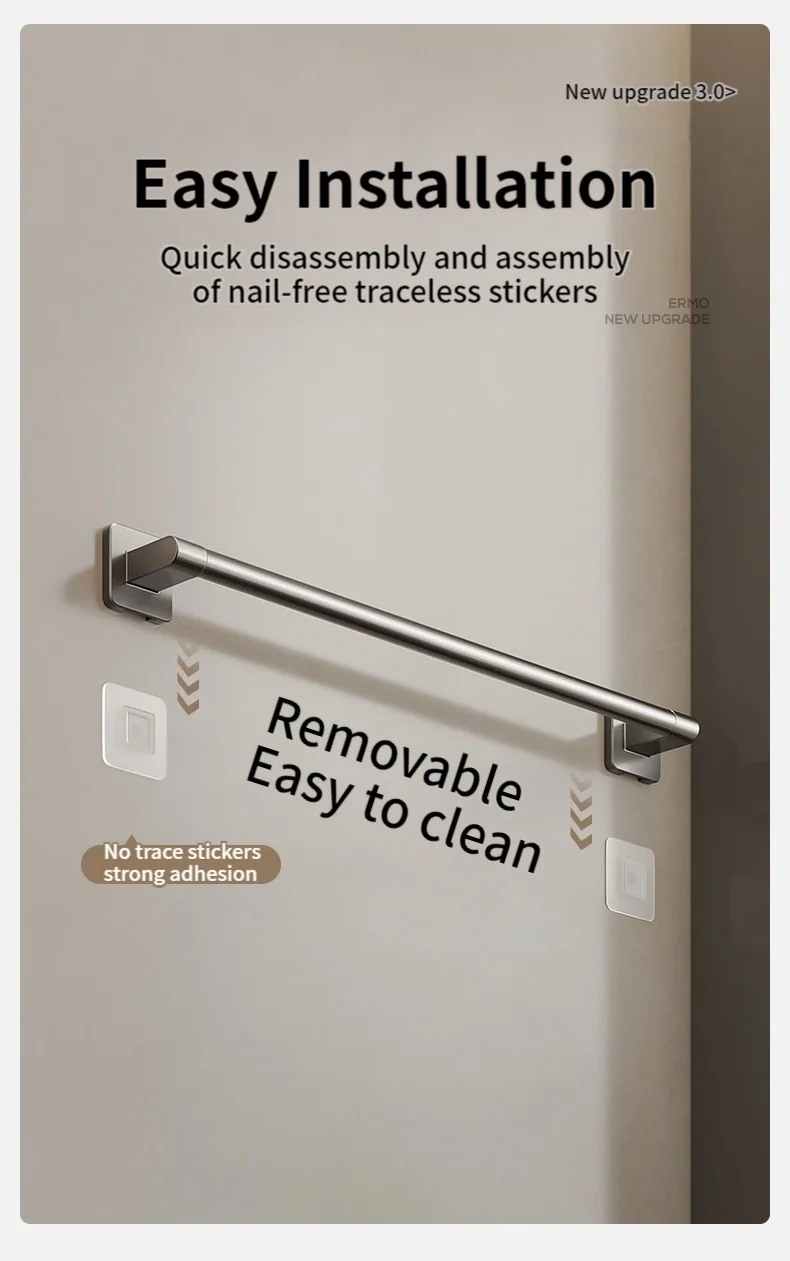 No Need To Drill Walls For Installation Bathroom Towel Bar/Hook/Towel Rack/Kitchen Rag Rack Bathroom Accessories