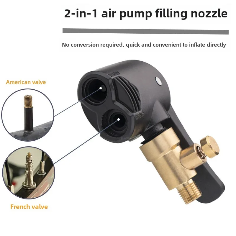 2-In-1 Bicycle Pump Nozzle Hose Adapter Inflatable Pump Motorbike Air Chuck Inflator Valve Connector Adapter Auto Accessories