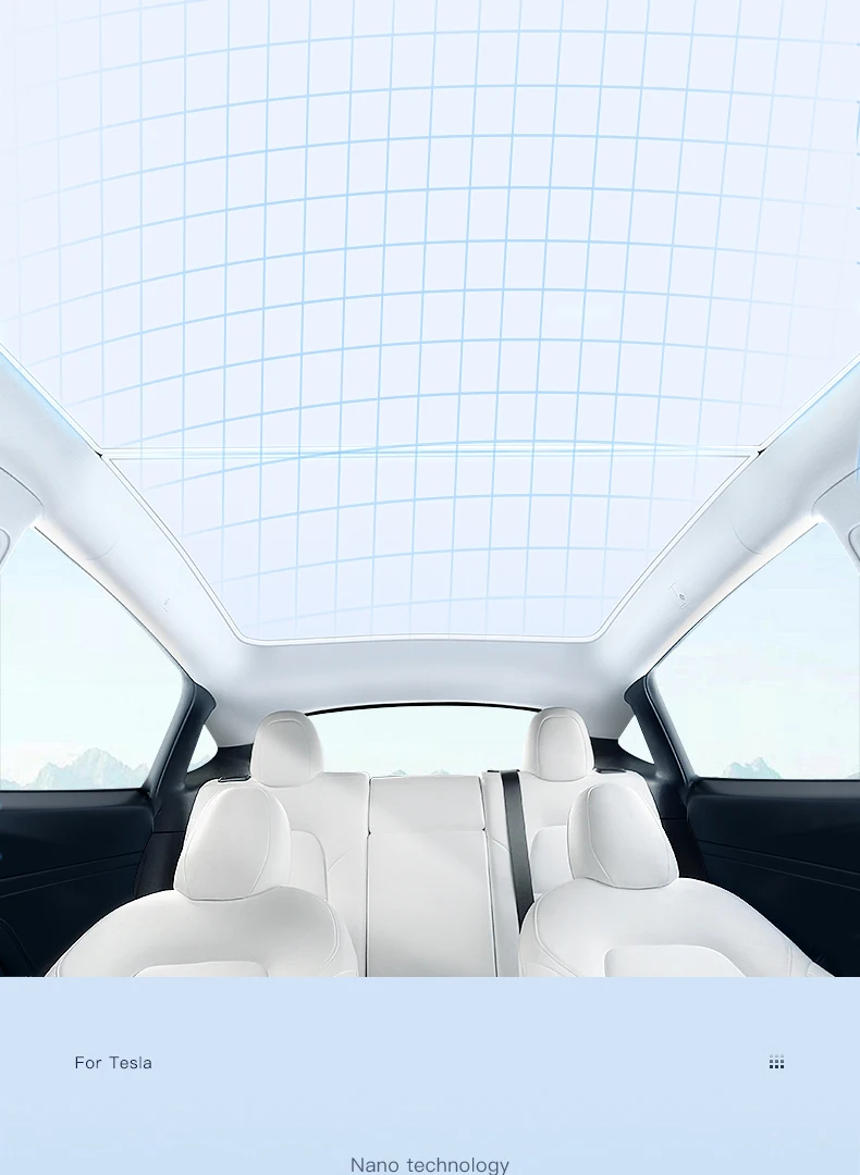 2PCS For Tesla Model 3/Y/3 Highland/Y Juniper Ice Cloth Buckle Shades for Glass Roof Front & Rear Sunroof Skylight Sunshade