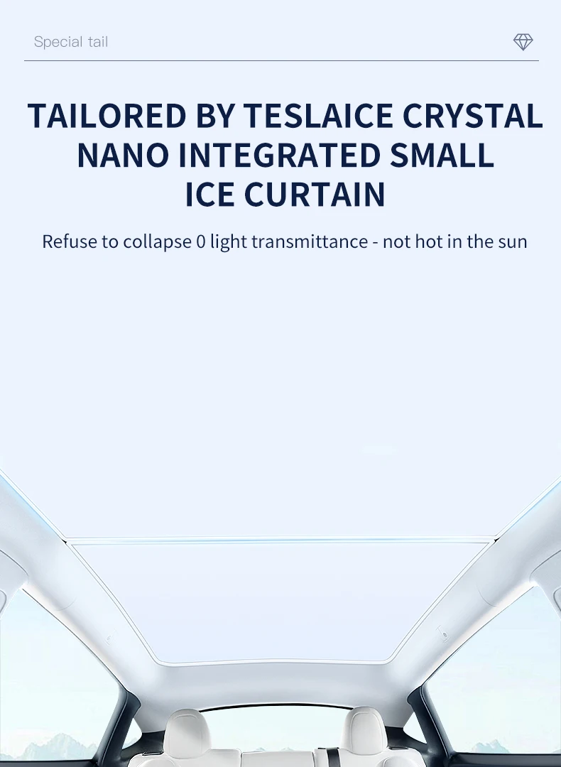 2PCS For Tesla Model 3/Y/3 Highland/Y Juniper Ice Cloth Buckle Shades for Glass Roof Front & Rear Sunroof Skylight Sunshade