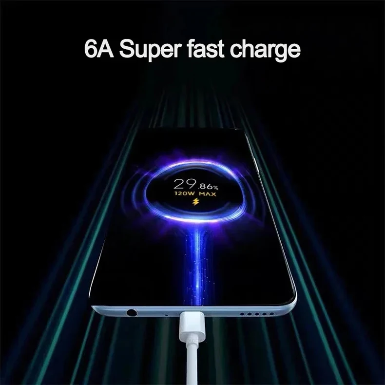 Original 120W USB Turbo Fast Charging Cable For Xiaomi mi 17 15 14 13 12 11 6A 67W Type C Cable Redmi Note 10 9 8 7 Pro K70 Poco