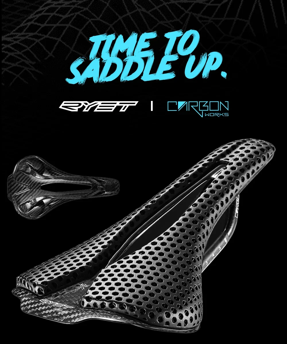 2024 RYET 3D Printed Bicycle Saddle 120g Carbon Cushion 250x140mm Bike Seating for MTB Gravel Road Bike Seat Cycling Accessories