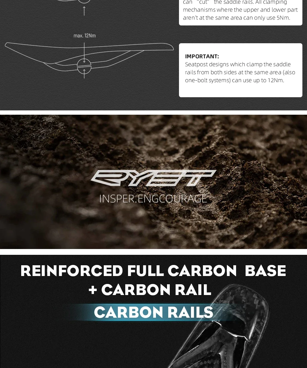 2024 RYET 3D Printed Bicycle Saddle 120g Carbon Cushion 250x140mm Bike Seating for MTB Gravel Road Bike Seat Cycling Accessories