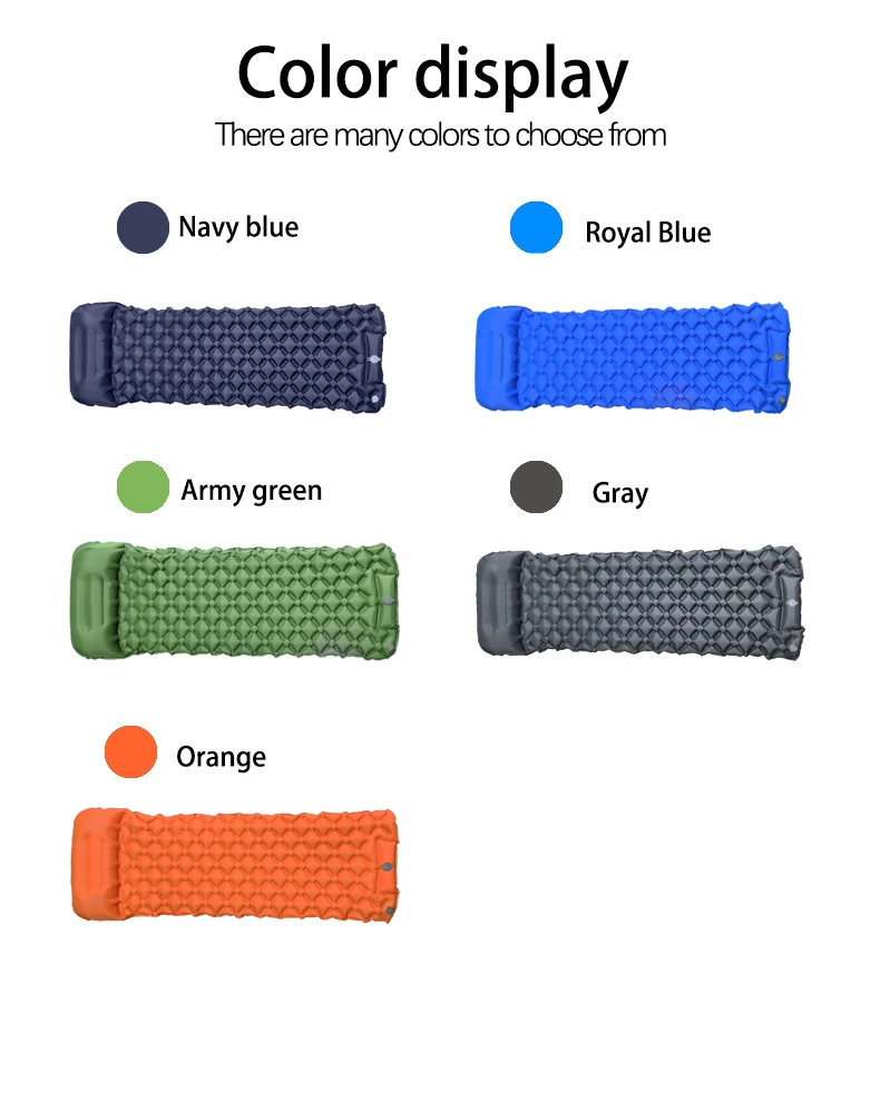 Outdoor Camping Inflatable Mattress Sleeping Pad With Pillows Ultralight Air Mat Built In Inflator Pump Hiking