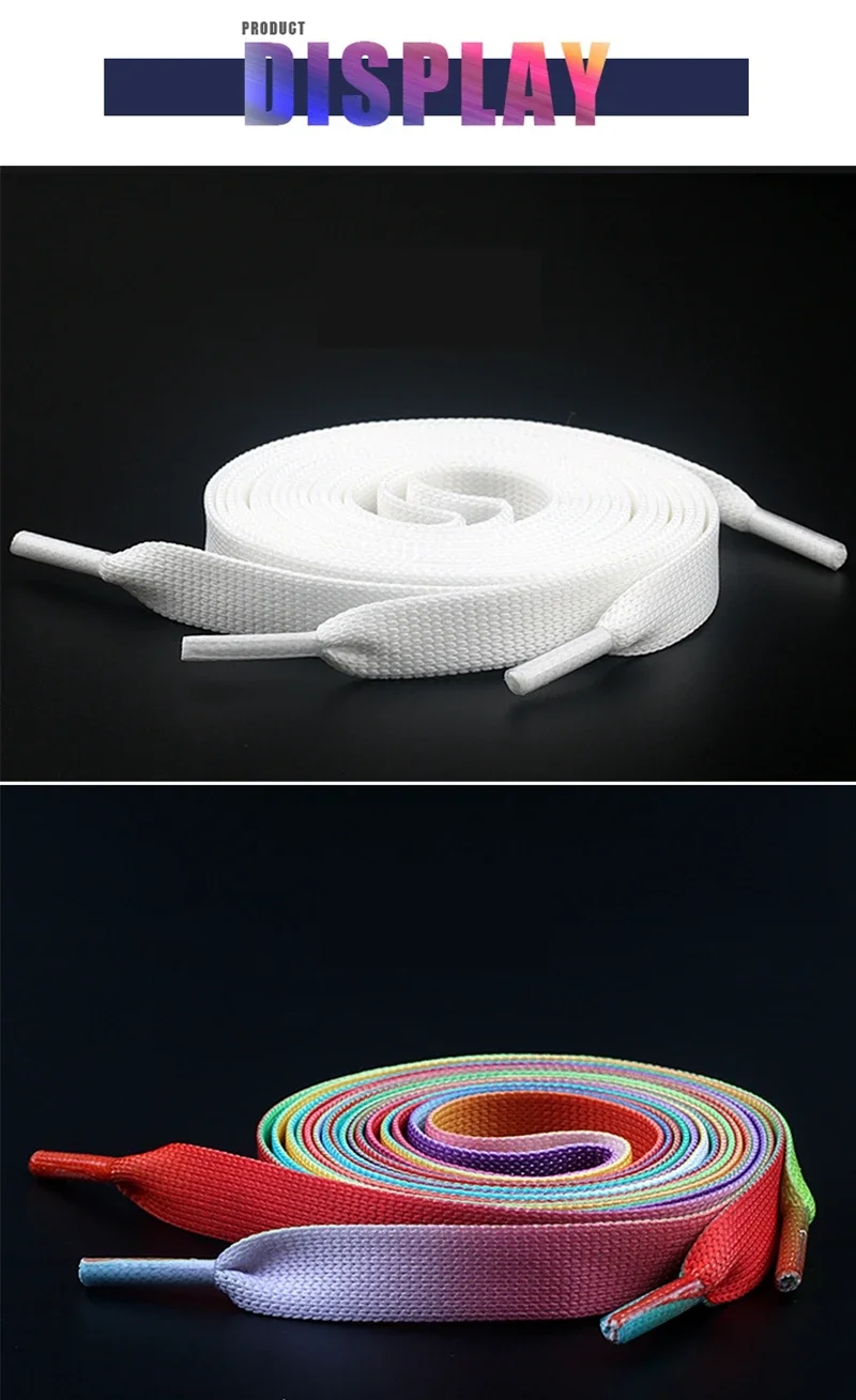 1.2cm width Flat Shoelaces Rainbow Shoelace MCQ Classic Casual White Shoes Laces Unisex Precision Weaving 100CM/120CM/140CM