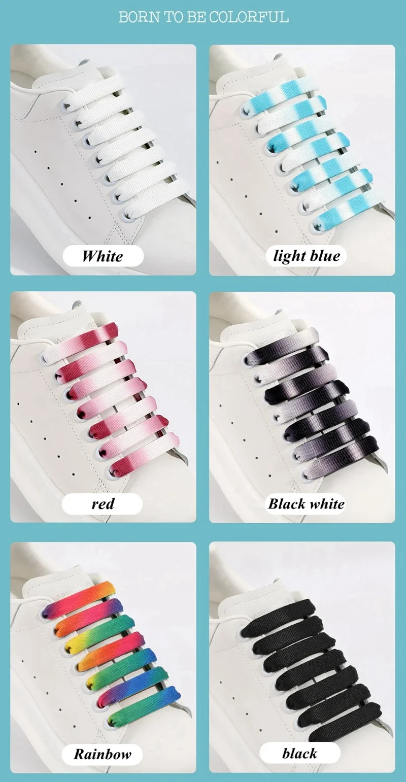 1.2cm width Flat Shoelaces Rainbow Shoelace MCQ Classic Casual White Shoes Laces Unisex Precision Weaving 100CM/120CM/140CM