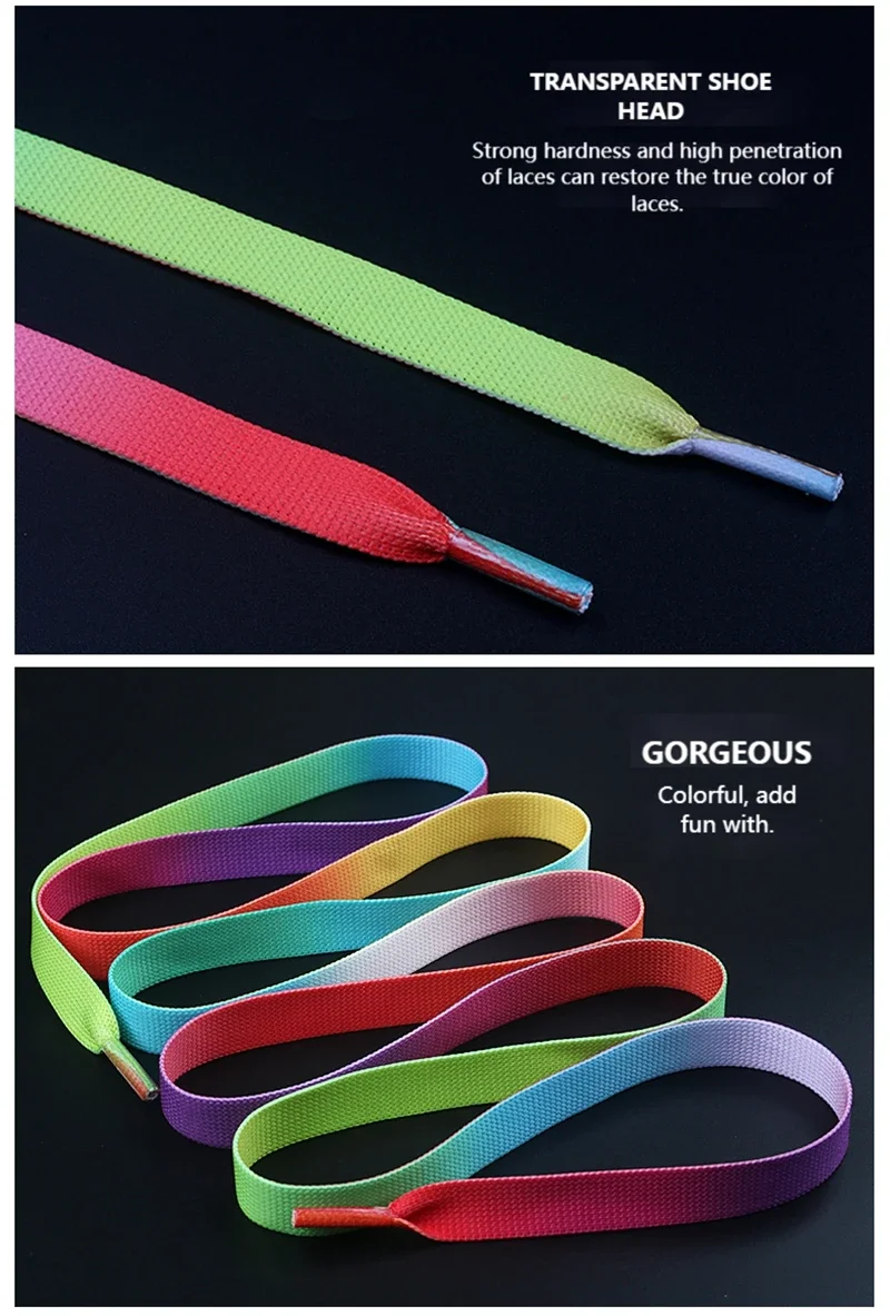 1.2cm width Flat Shoelaces Rainbow Shoelace MCQ Classic Casual White Shoes Laces Unisex Precision Weaving 100CM/120CM/140CM