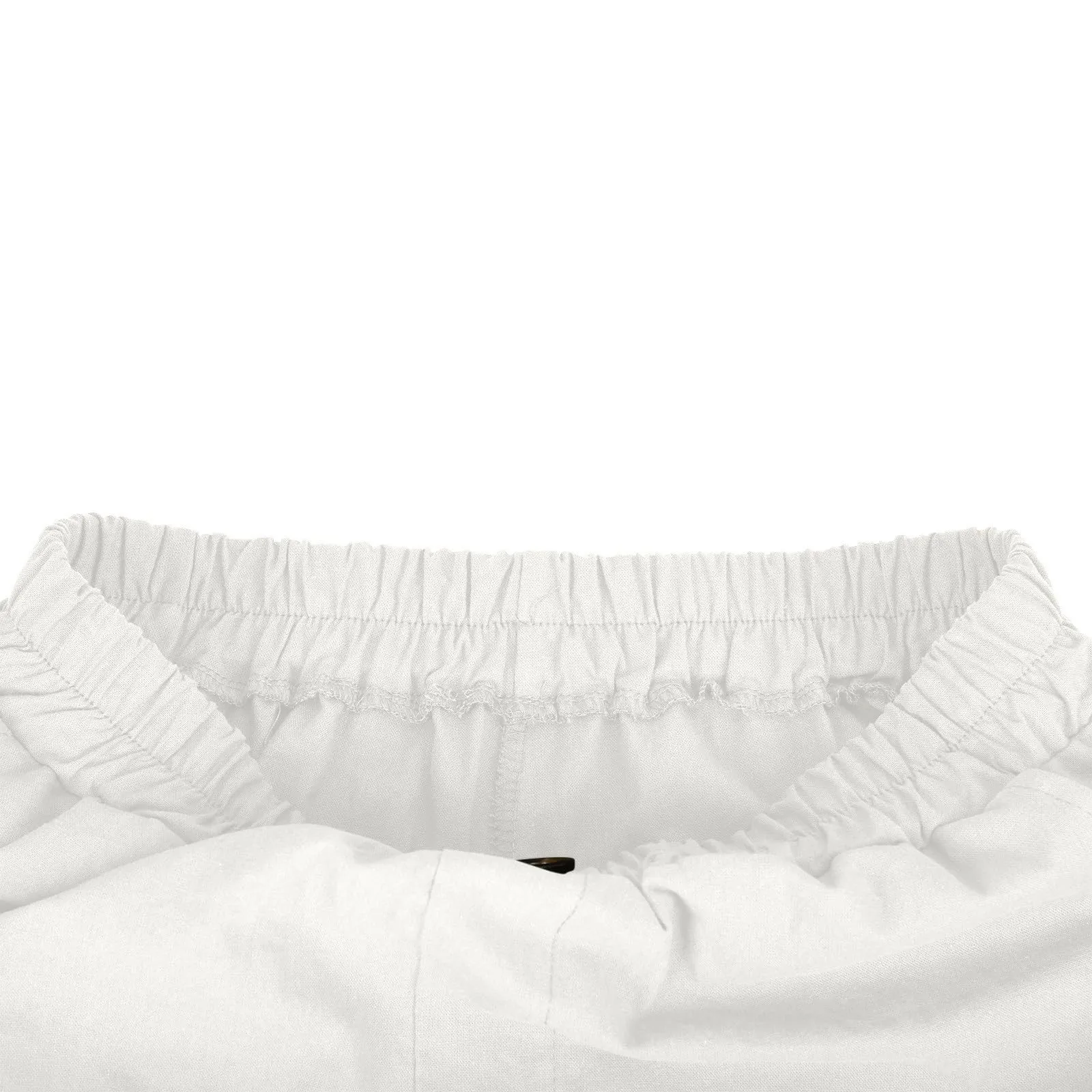 Summer Cotton Linen Shorts Women Large Size Cotton Linen Short Pants High Waist Elastic Waist Knee Length Pockets Shorts