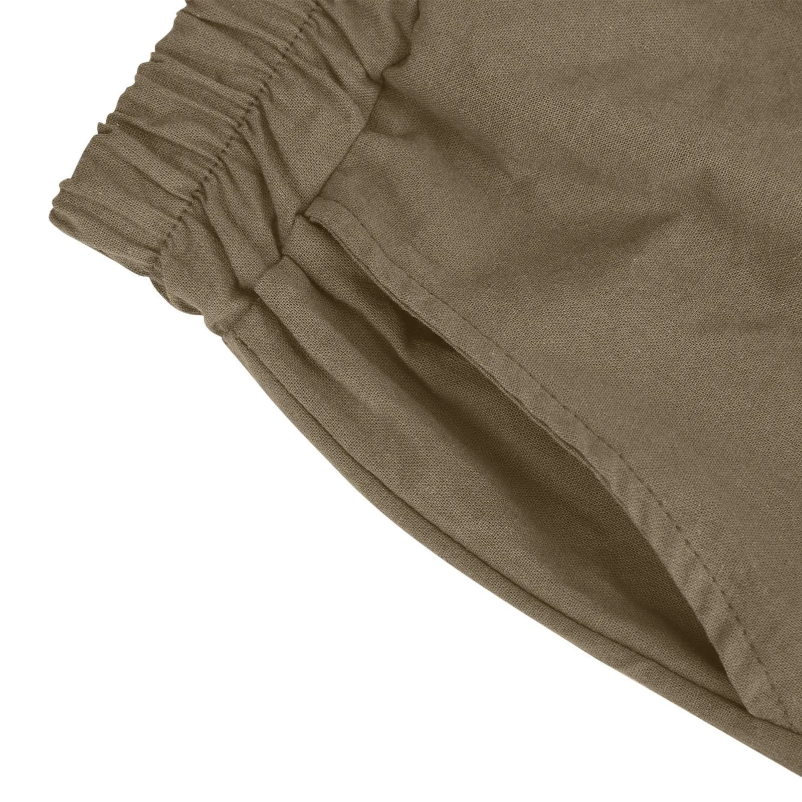 Summer Cotton Linen Shorts Women Large Size Cotton Linen Short Pants High Waist Elastic Waist Knee Length Pockets Shorts