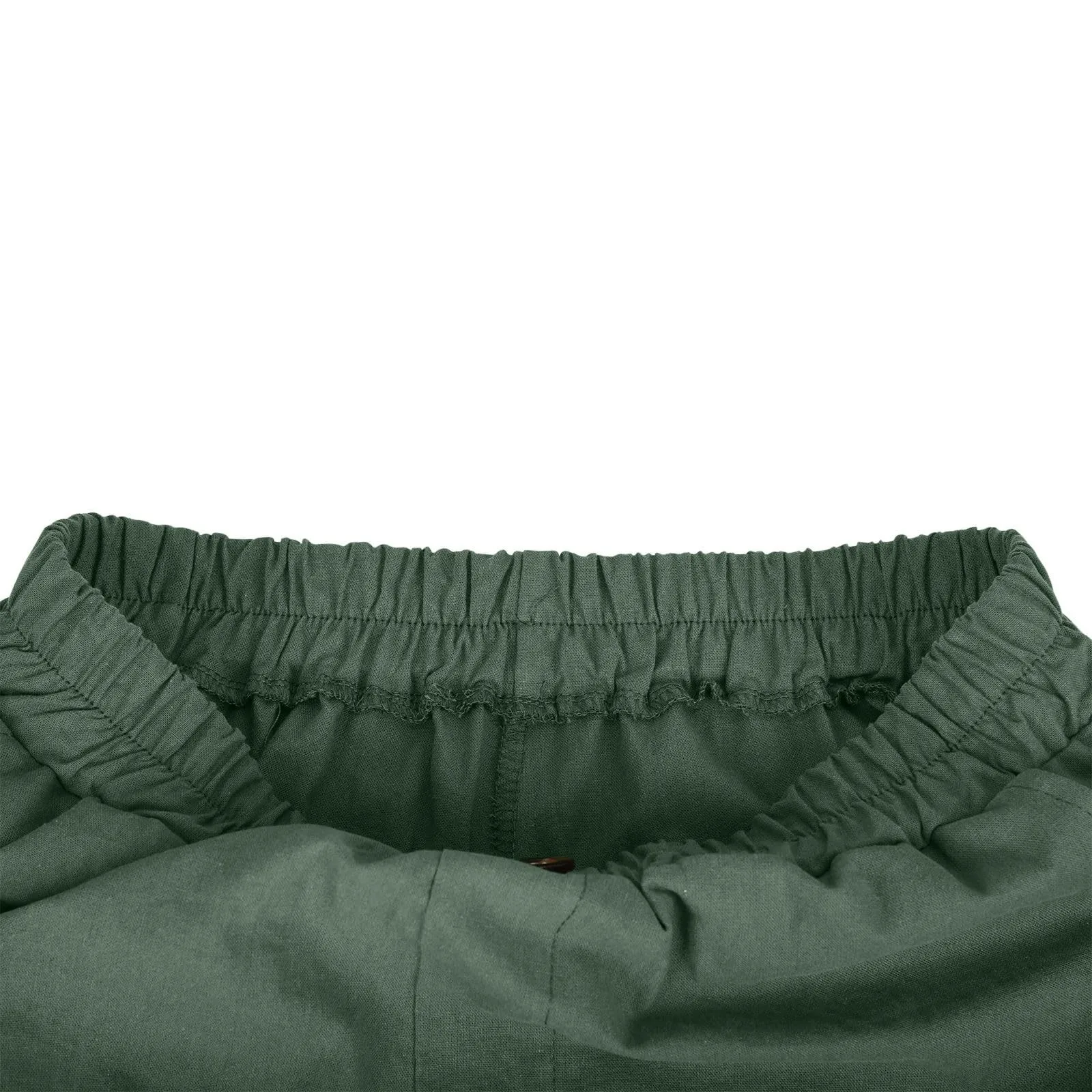 Summer Cotton Linen Shorts Women Large Size Cotton Linen Short Pants High Waist Elastic Waist Knee Length Pockets Shorts