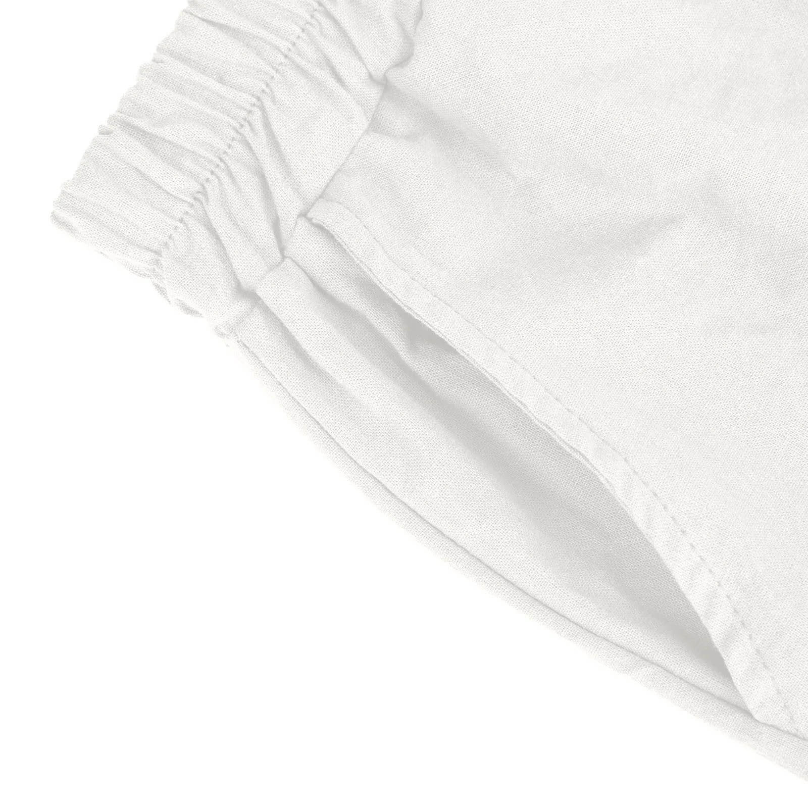 Summer Cotton Linen Shorts Women Large Size Cotton Linen Short Pants High Waist Elastic Waist Knee Length Pockets Shorts