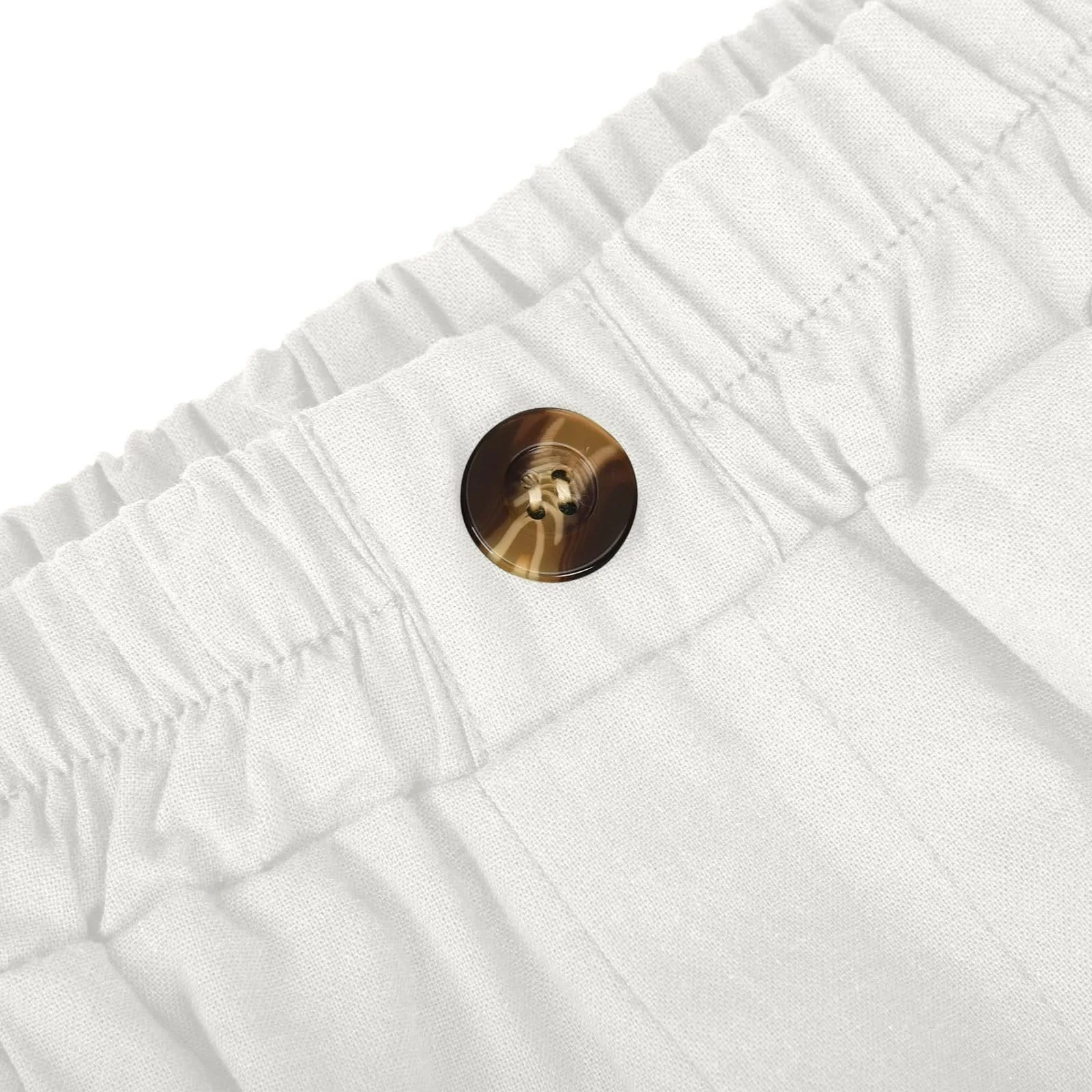 Summer Cotton Linen Shorts Women Large Size Cotton Linen Short Pants High Waist Elastic Waist Knee Length Pockets Shorts