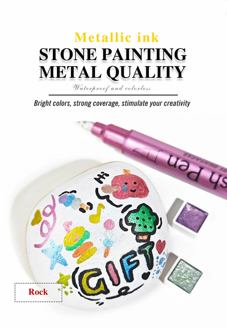 Metallic Markers Pens Color Silver Gold Paint Pens for Black Paper, Glass, Rock Painting, DIY Scrapbook Album