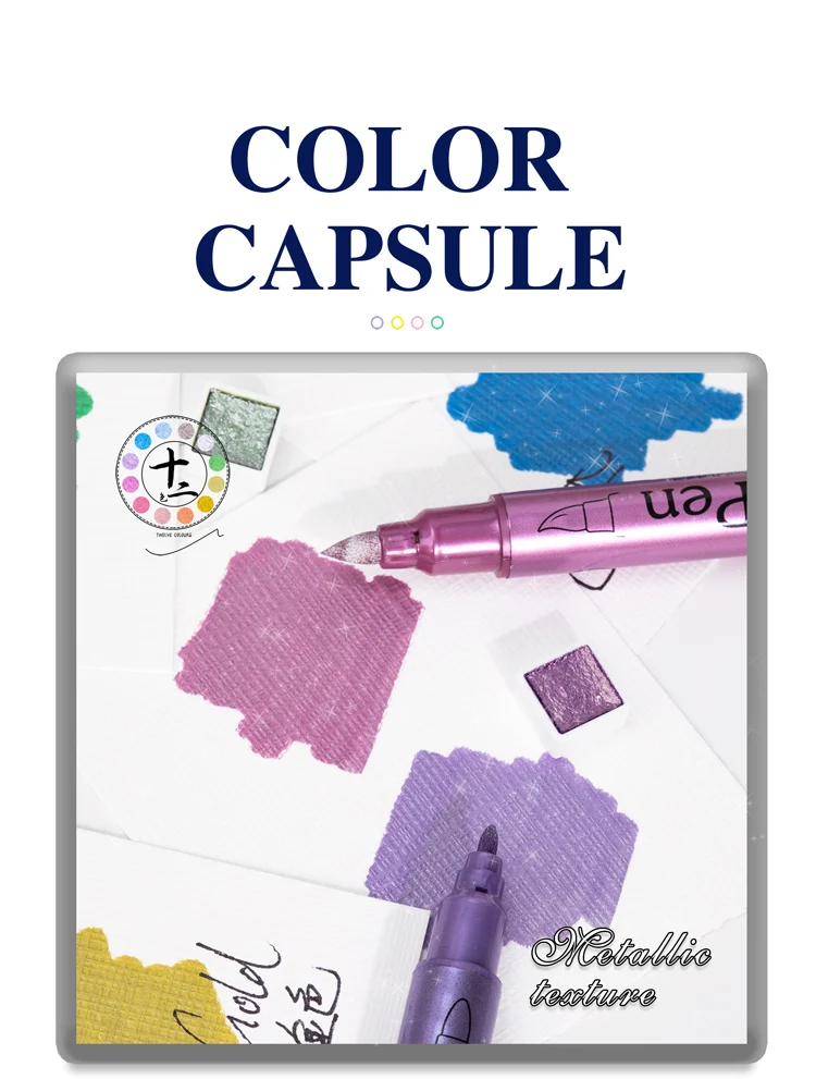Metallic Markers Pens Color Silver Gold Paint Pens for Black Paper, Glass, Rock Painting, DIY Scrapbook Album